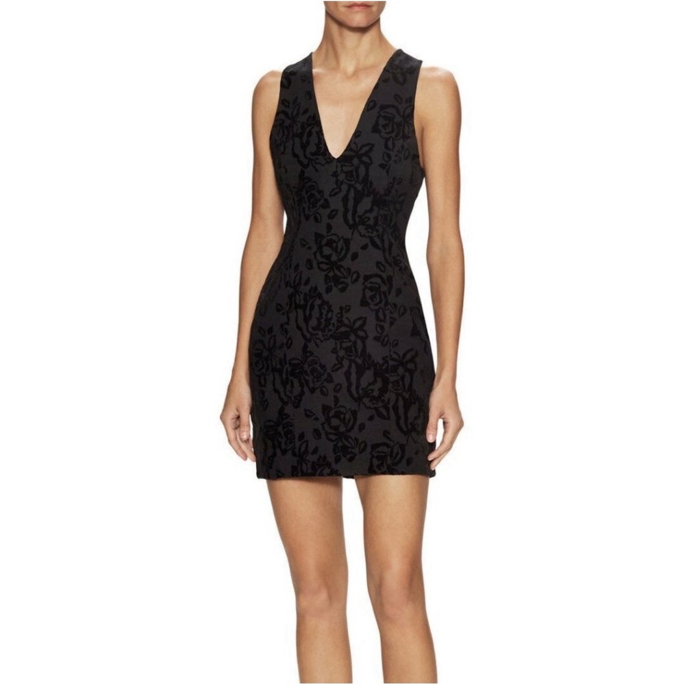Free People Floral Velvet Burnout Bodycon Dress Dark Coquette Whimsigoth BlackXS